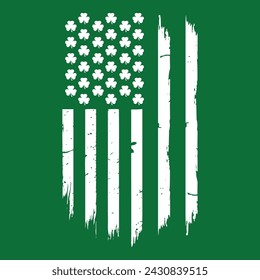 Día de San Patricio Bandera Americana Camiseta Diseño vector, Camisetas de trébol irlandés vector gráfico