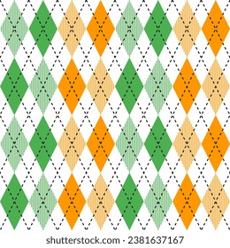 St. Patrick's day argyle pattern. Argyle vector pattern. Argyle pattern. Seamless geometric pattern for clothing, wrapping paper, backdrop, background, gift card, sweater.