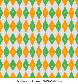 St. Patrick's day argyle pattern. Argyle vector pattern. Argyle pattern. Seamless geometric pattern for clothing, wrapping paper, backdrop, background, gift card, sweater.	