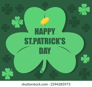 St. Patrick's Day backdrop filled with shamrocks and clovers, Ireland Saint Patrick's festivity, St Patrick advertising banner