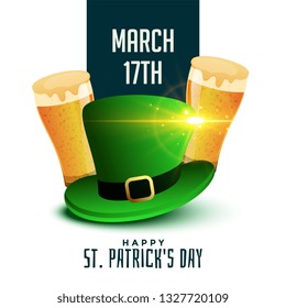st patricks day background with beer and hat