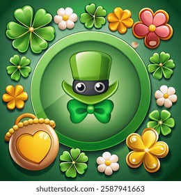 St. Patricks day background border. Irish border Green clover st. Patrick s Day Background and Border vector illustration