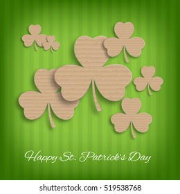 St. Patrick's Day background. Background with cardboard clover. EPS10 vector