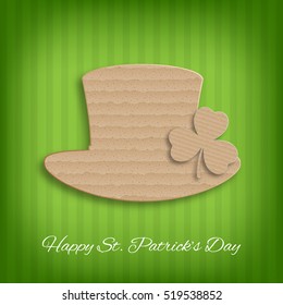 St. Patrick's Day background. Background with cardboard clover and hat. EPS10 vector