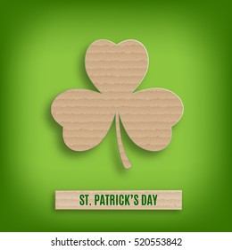 St. Patrick's Day background. Background with cardboard clover. EPS10 vector