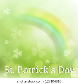 St. Patrick's Day background  with clover and rainbow