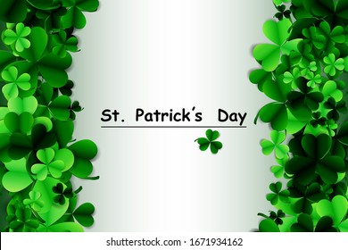 
St. Patrick's Day background with  clover leaves or trefoil. Design element. EPS 10 vector illustration.