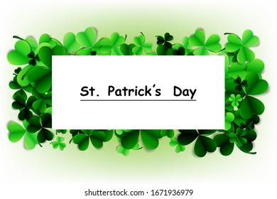 
St. Patrick's Day background with clover or trefoil leaves. Frame. EPS 10 vector illustration.