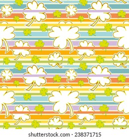 St. Patrick's day background. Clover and rainbow seamless pattern. Vector illustration.