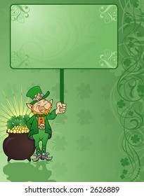 St. Patrick's Day background with clover, hat and flower
