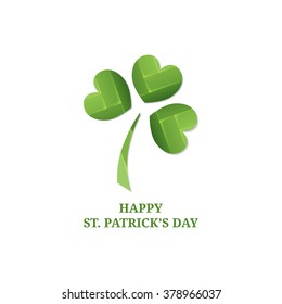 St. Patricks day background with clover. Paper shining clover.