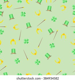 St. Patrick's day background with clover and objects