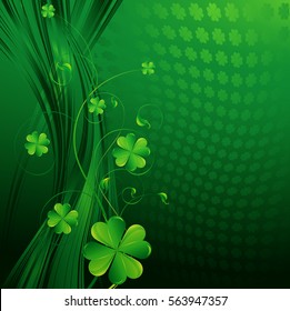 St Patrick's day background with clover leaves. Vector illustration