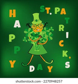 St. Patrick's Day background. Cute children's banner for the holiday.Vector illustration.