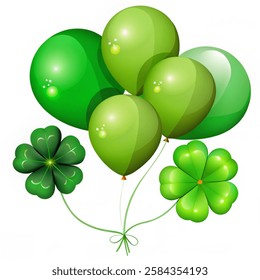 St Patricks day background design of clover leaves and balloon with copy space vector illustration