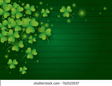 St Patricks day background design of clover leaves with copy space vector illustration