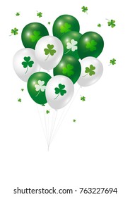 St Patrick's day background design of clover leaves and balloon with copy space vector illustration