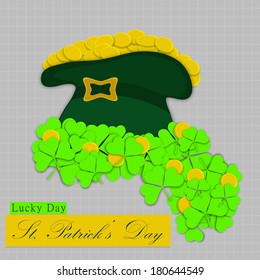 St. Patrick's Day background designs with cap,gold coins and clove leaves.Eps10