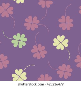 St. Patrick's day background in different colors. Seamless pattern. Vector illustration. Irish shamrock leaves background for Happy St. Patrick's Day. EPS 10.