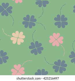 St. Patrick's day background in different colors. Seamless pattern. Vector illustration. Irish shamrock leaves background for Happy St. Patrick's Day. EPS 10.