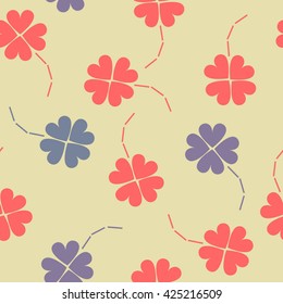 St. Patrick's day background in different colors. Seamless pattern. Vector illustration. Irish shamrock leaves background for Happy St. Patrick's Day. EPS 10.