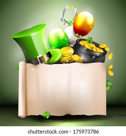 St Patrick's Day background with empty paper