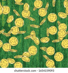 St. Patrick's day Background with fallen coins. Vector background