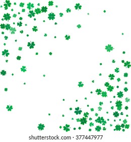 St. Patricks day background with the flying clovers. 