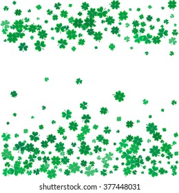 St. Patricks day background with the flying clovers. 