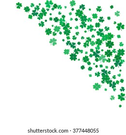 St. Patricks day background with the flying clovers. 