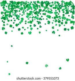 St. Patrick's day background with the flying clover leaves. 