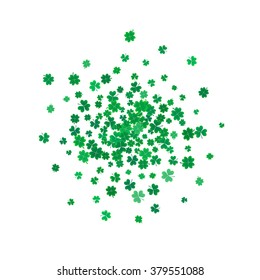 St. Patrick's day background with the flying clover leaves . 