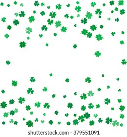 St. Patrick's day background with the flying clovers leaves. 