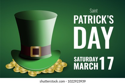 St. Patrick's Day background with gold and leprechaun's hat. Stock vector