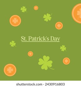 St. Patrick's Day background with golden coins green yellow money