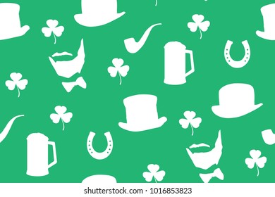 St. Patrick's day background in green colors. Vector Illustration of a St. Patrick's Day Background. Seamless Pattern