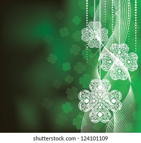 St. Patrick's Day  background in green colors with clovers.