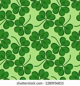 St. Patrick's day background in green colors. Seamless pattern. Vector illustration.
