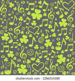 St. Patrick's day background in green colors. Seamless pattern. Vector illustration.
