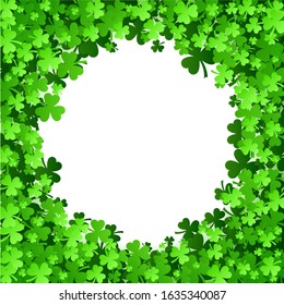 St. Patrick's Day background with green leaf clovers on white background