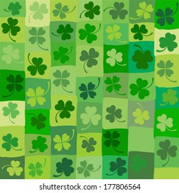 St. Patrick's day background in green colors. Seamless pattern. Vector illustration. 