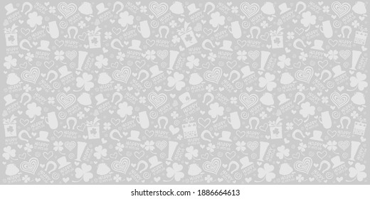 St. Patrick's day background in green colors. Seamless Pattern background with three - leaved shamrocks. St. Patrick's day holiday symbol. Irish symbols of the holiday.17 march. Vector illustration.