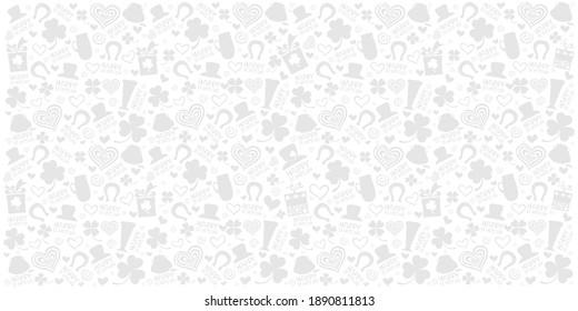 St. Patrick's day background in green colors. Seamless Pattern background with three - leaved shamrocks. St. Patrick's day holiday symbol. Irish symbols of the holiday.17 march. Vector illustration.