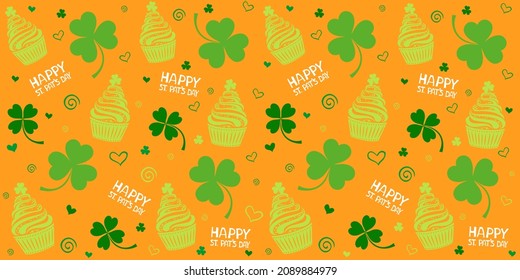 St. Patrick's day background in green colors. Seamless pattern. Vector illustration.