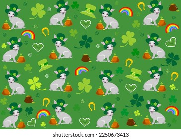 St. Patrick's day background in green colors. Seamless Pattern background with three - leaved shamrocks. St. Patrick's day holiday symbol. Irish symbols of the holiday.17 march. illustration.