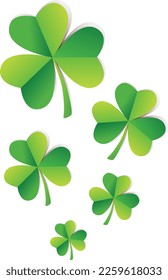 St. Patrick's Day Background with Green Paper Shamrock png Cut Out Illustration on Transparent Background with Copy Space, Clover Leaf Illustration Luck Concept