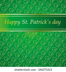 St. Patrick's day background in green and gold colors, vector illustration