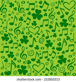 St. Patrick's day background in green colors. Seamless pattern. Vector illustration.