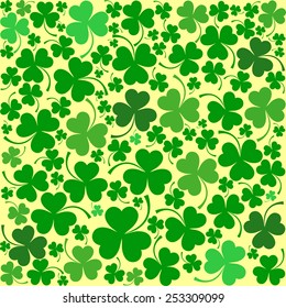 St. Patrick's day background in green colors. Seamless pattern. Vector illustration.
