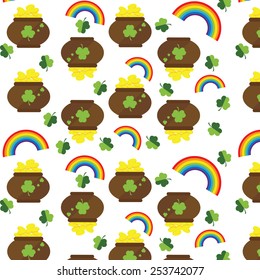 St. Patrick's day background in green colors. Seamless pattern. Vector illustration.